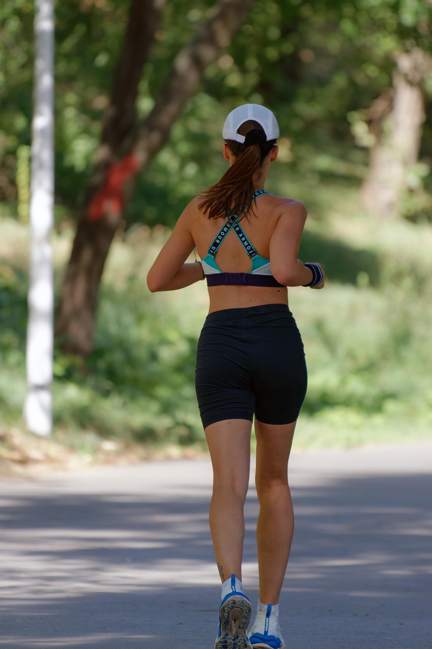 woman, girl, running, park, trees, nature, sports, health, lifestyle, fitness, exercise